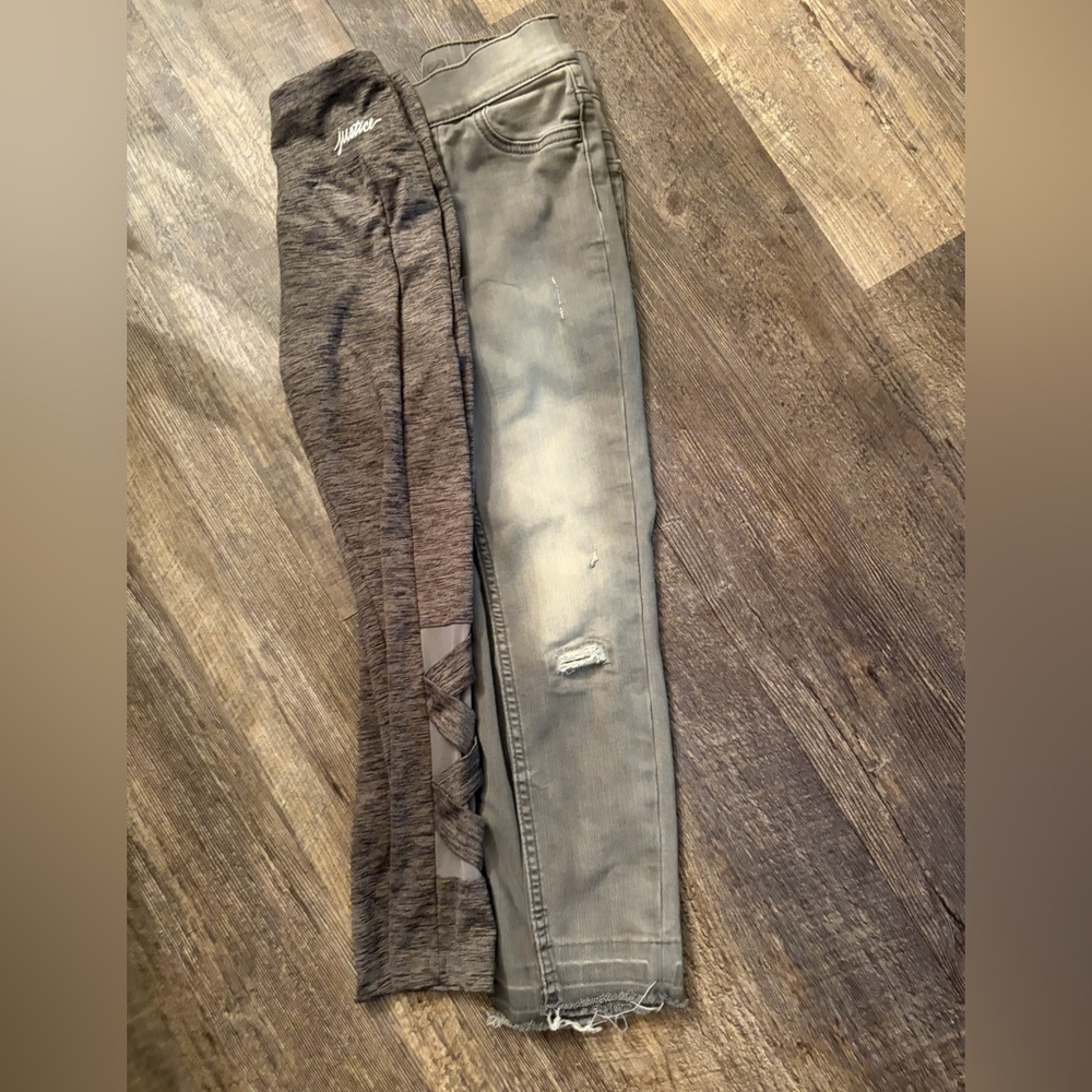 2 Piece  Justice Gray Skinny Jeans and Leggings for Girls